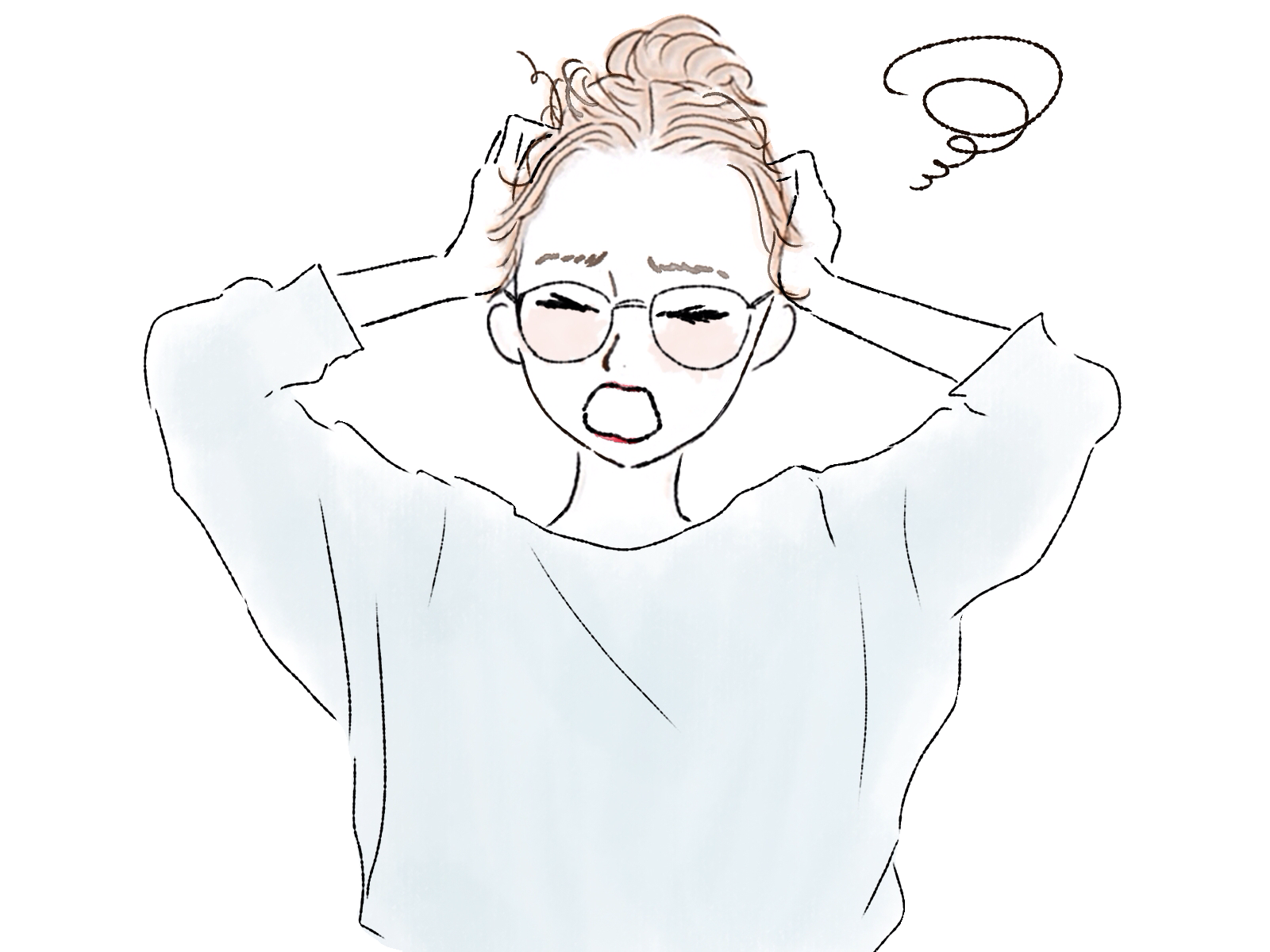 変化に焦りを感じている女性起業家のイラスト